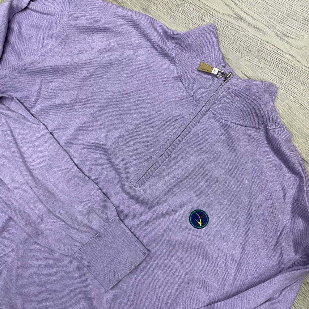 Peter Millar 1/4 Zip Pullover Men Size M Purple Crown Soft Eagle Point GC